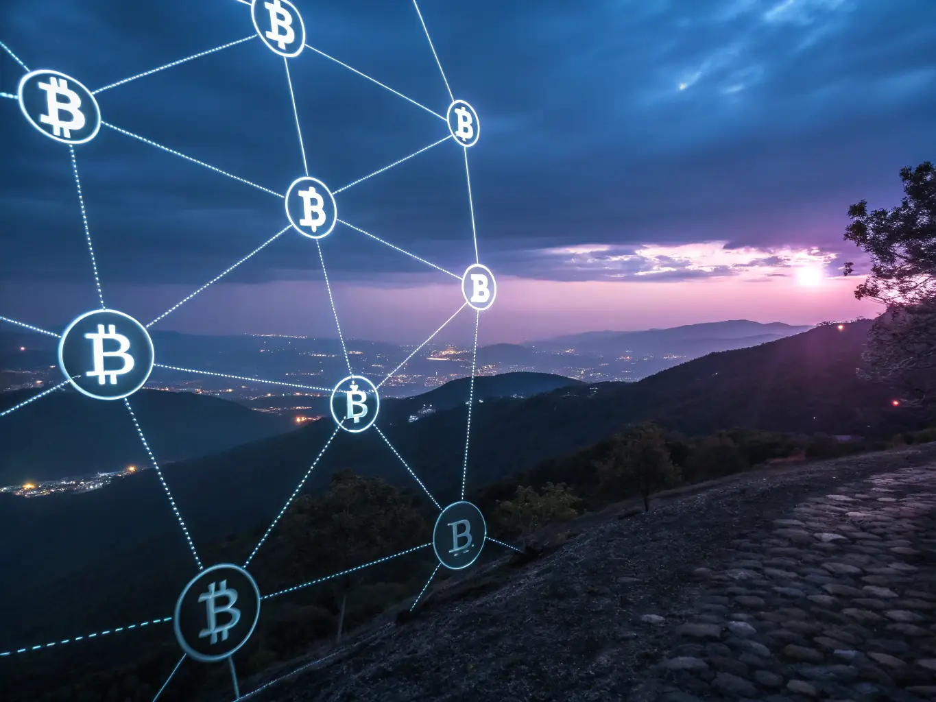 An illustration of interconnected nodes representing a scalable blockchain network with a sleek, modern design, symbolizing the high throughput and efficiency of BNB Chain.